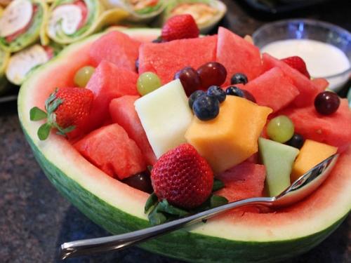 Fruit salad in a watermelon bowl